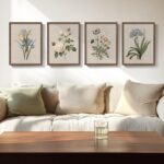Framed Vintage Botanical Wall Art, 4 Piece Rustic Floral Painting Canvas Prints ... - Image 2
