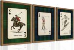 Framed Vintage Poker Wall Art Set of 3, Sports Playing Cards Canvas Prints, Polo... - Image 2