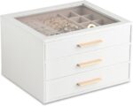 Frebeauty Clear Lid Jewelry Box,3-Layer Jewelry Organizer with Drawer,PU Leather... - Image 2
