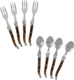 French Home 8-Piece Laguiole Dessert or Cocktail Spoon and Fork Set - Tortoise S... - Image 2
