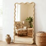 Full Length Mirror, 55"x28" Boho Wavy Wood Floor Mirror, for Bathroom, Bedroom, ... - Image 2