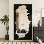 Full-Length Mirror Free Standing Leaning Mirror with Artistic Black Abstract Ove... - Image 2