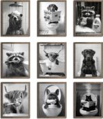 Funny Bathroom Wall Art Set of 9 - Black and White Humorous Animal Wall Decor Pi... - Image 2