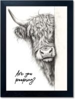 Funny Highland Cow Bathroom Wall Art - Rustic Farmhouse Wall Decor with Humorous... - Image 2
