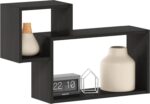 Furinno Rossi Interweave Wall Mount Floating Decorative Shelf, Set of 2, Espress... - Image 2