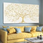 GAIDUOMAI Modern Abstract Tree Painting on White Background Gold Minimalist Art ... - Image 2