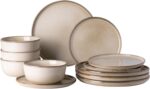 GBHOME Ceramic Dinnerware Sets for 4, 12 Pieces Stoneware Plates and Bowls Sets,... - Image 2