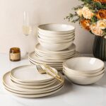 GBHOME Stoneware Dinnerware Sets for 8, 24 Pieces Rustic Earthenware Plates and ... - Image 2