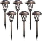GIGALUMI 6 Pack Solar Pathway Lights Outdoor, Metal Glass & ABS Solar Landscape ... - Image 2
