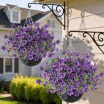 GLIDLION Artificial Flower & Eucalyptus with Hanging Basket - 2PCS Faux UV Sun R... - Image 2