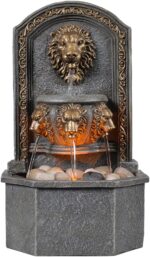 GOSSI 10.3 Inch Lion Head Tabletop Water Fountain, Classic Resin Indoor Zen Wate... - Image 2