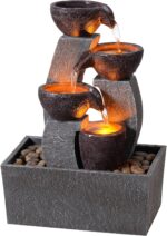 GOSSI Tabletop Water Fountain with LED Lights, Indoor Waterfall Fountain with Ca... - Image 2