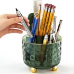 GOTOBA Dark Green Pen Pencil Holder for Desk, 360° Rotating Pen Organizer, Green... - Image 2
