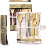 GREENZLA 2-Pack Bamboo Utensils Set - Bonus Pair of Bamboo Toothbrushes - Straw,... - Image 2