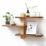 GRID FORTE Wood 3 Tier Floating Shelf, Large Minimalist Wall Shelves, Mid Centur... - Image 2