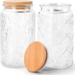 GUEQUITLEX Vintage Glass Jars with Lid, 32OZ Food Storage Containers 2 Pack Clea... - Image 2