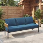 Gand Patio Outdoor 3-Seat Couch Sofa, Wicker Conversation Set with Thick Cushion... - Image 2