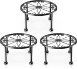 Garden Gifts Plant Lovers Gifts 3 Packs Black Metal Plant Stand with Anti-Slip B... - Image 2
