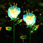 Garden Solar Stake Lights Outdoor, 2 Pack Solar Powered Metal Stake Lights with ... - Image 2