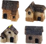 Garneck 4Pcs Miniature Fairy Garden Houses: Resin Mini Village House for Bonsai ... - Image 2