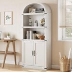 GarveeHome Bookcase with Doors Arched Bookshelf 71.65 in Tall Bookcase Farmhouse... - Image 2