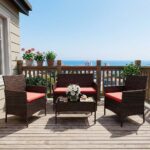 GarveeHome Modern 4-Person Outdoor Bistro Set with Tempered Glass Table – Weathe... - Image 2