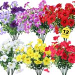 Geegoods Artificial Flowers Plants for Outdoors, 12 Bundles UV Resistant Fake Sm... - Image 2