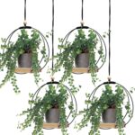 Geelin 4 Pack Plant Hanger with Wood Base Hanging Window Planter Boho Macrame Ha... - Image 2