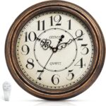 Geevon Vintage Wall Clock, Silent 12" Non Ticking Retro Round Clock Quartz Decor... - Image 2