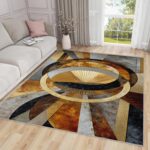 Geometric Washable Rugs - 5x8ft - Modern Luxury Abstract Art Rugs for Living Roo... - Image 2