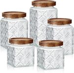 Gerrii 5 Pcs Vintage Glass Food Storage Containers 17/24/34 oz Glass Jar with Li... - Image 2
