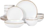 Gibson Home Hazeltine 16-Piece White Stoneware Dinnerware Set – Plates and Bowls... - Image 2