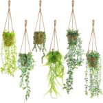 Giegxin Summer Mini Hanging Artificial Plant with Woven Basket Boho Fake Plants ... - Image 2