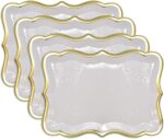 Gift Boutique 10 White Rectangle Trays with Gold Rim Border for Dessert Display ... - Image 2