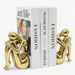 Girl Abstract Thinker Bookends for Shelves, Modern Decorative Resin Book Ends fo... - Image 2