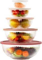 Glass Mixing Bowls with Lids Sets, 5 Packs Glass Bowls with Lids for Kitchen Bak... - Image 2