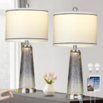 Glass Table Lamp Set of 2, 26" Modern Table Lamps with USB A+C Ports & AC Outlet... - Image 2