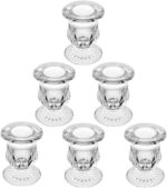 Glass Taper Candle Holder Set of 6 - Clear Crystal Candlestick Holders for Taper... - Image 2