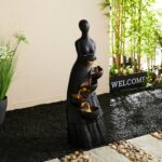 Glitzhome 39.75" H Modern Abstract Women Sculpture Outdoor Water Fountain, 5 Tie... - Image 2