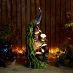 Glitzhome 4-Tier Oversized Peacock Sculpture with Jars Outdoor Water Fountain wi... - Image 2