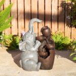 Glitzhome Outdoor Water Fountain, 4-Tiered Elephant and Pot Outdoor Fountain wit... - Image 2