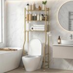 GloTika 3-Tier Over Toilet Storage with Anti-Tilt Safety System - 150lb Total Ca... - Image 2