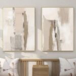 Gobeiuasy Abstract Beige Wall Art Set of 2 Beige Neutral Wall Art Minimalist Art... - Image 2