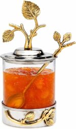 Godinger Leaf Jam Jar With Spoon, Honey Jar with Spoon, Honey Dish - Image 2