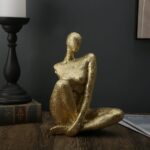 Gold Abstract Woman Statue, Modern Female Body Art Sculpture Home Decor, Resin D... - Image 2