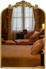 Gold Baroque Mirror Antique 16x24 Inches - Vintage Arched Mirror with Ornate Gol... - Image 2
