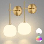 Gold Battery Operated Wall Sconces Set of 2, Rechargeable Wireless Wall Lights w... - Image 2