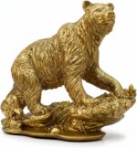 Gold Bear Statue - 7.5in Elegant Home Decor, Premium Resin Animal Sculpture for ... - Image 2