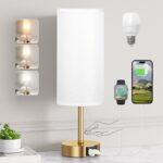 Gold Bedside Lamp for Bedroom Nightstand - Small Table Lamp with USB A + C Charg... - Image 2