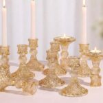 Gold Candle Holder Set of 12, Glass Taper Candle Holders, Gold Candlestick Holde... - Image 2